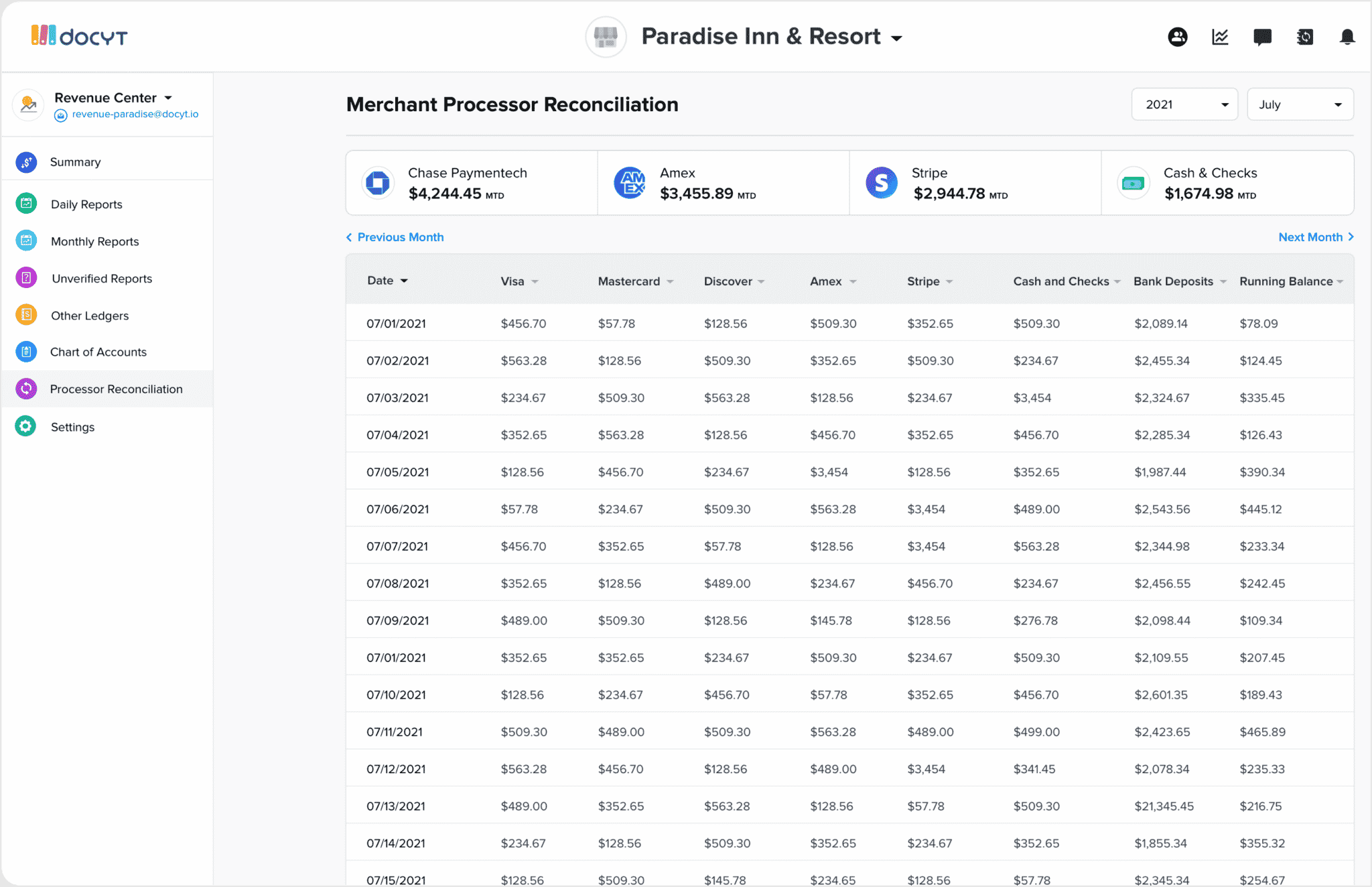 Merchant Processor Reconciliation
