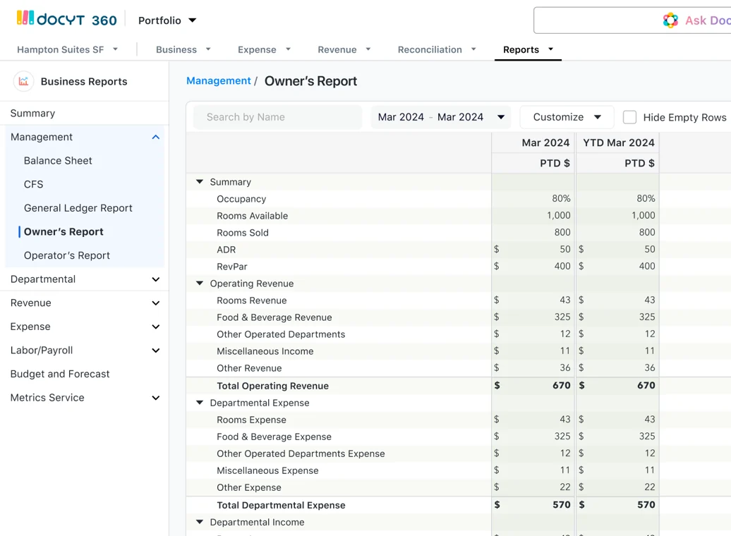 Improved UX for Business Reports