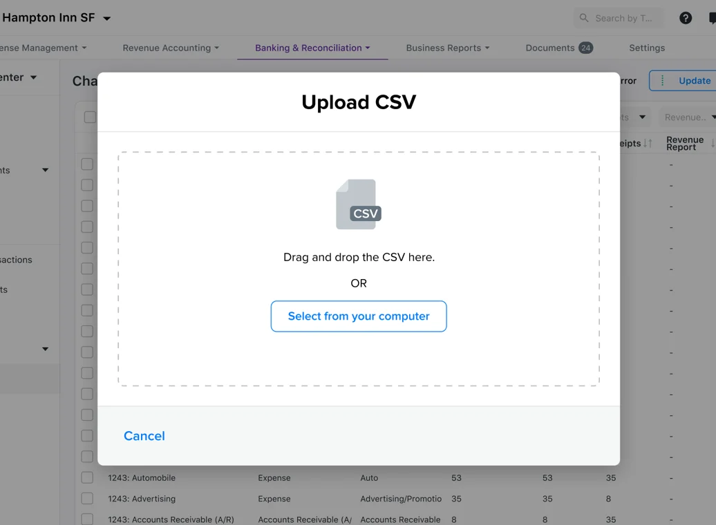 Bulk Upload of Chart of Accounts (COA) via CSV