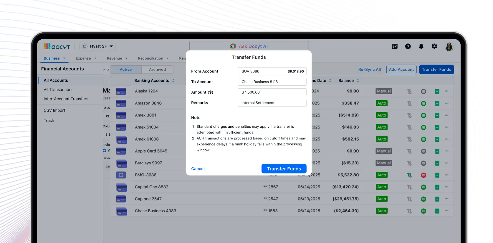 Inter Account Transfers Payments